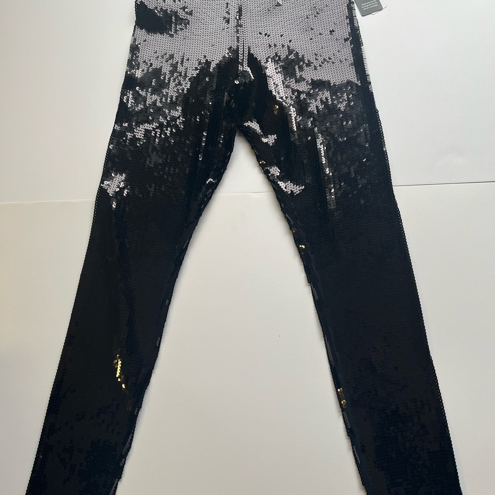 Express Shimmering Black Sequin Leggings - Picture 3 of 4